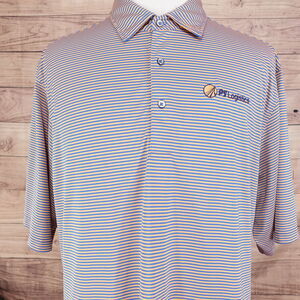 DONALD ROSS ORANGE BLUE STRIPED POLYESTER ACTIVE‎ GOLF POLO SHIRT MENS SZ 2XL